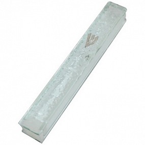 Glass Mezuzah Case - Frosted 12cm 