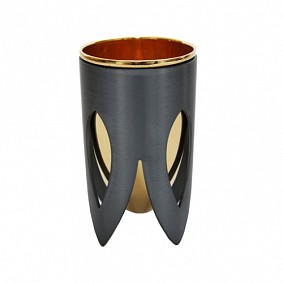 Gold Nickel and 24K Gold Kiddush Cup with Lotus Design