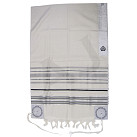 100% Wool Tallit - Grey, Black and Silver Stripes