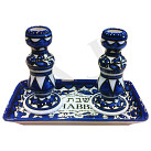 Armenian Shabbat Candlesticks & Tray