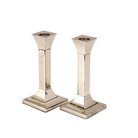 Silver Plated Candlesticks - Square - 16cm