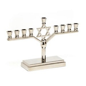 Metal Magen David Shamash Straight Menorah