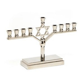 Metal Magen David Shamash Straight Menorah