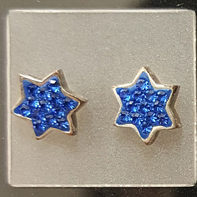 Blue Sudded Magen David Earings
