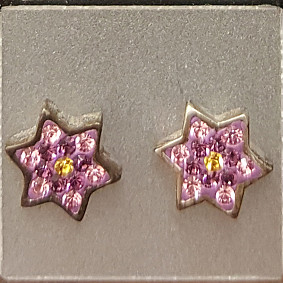 Pink Sudded Magen David Earings