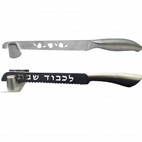 Steel Challah Knife with Stand Stainless