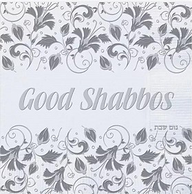 Good Shabbos Napkins - Silver