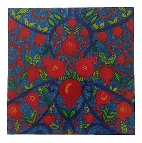 Emanuel Wooden Trivet - Pomegranates 