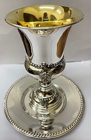 Sterling Silver Kiddush Cup  Set - Grapes on foot
