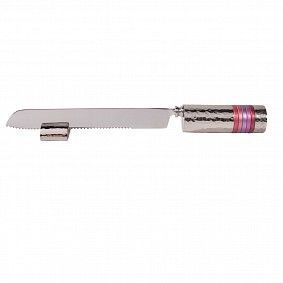 Emanuel Challah Knife - Pink Rings