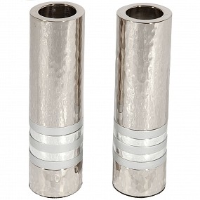 Cylinder Candlesticks - Silver Rings