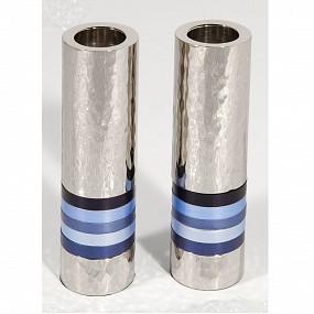Cylinder Candlesticks - Blue Rings