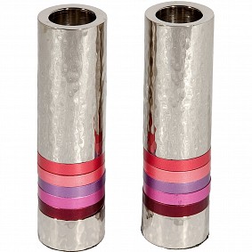 Cylinder Candlesticks - Pink Rings
