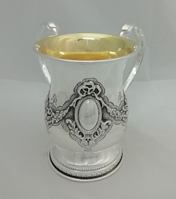 Silver Plated Wash Cup - Floral and oval design