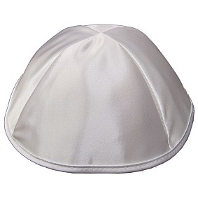 White Satin Kippah with four Sections