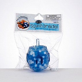 Squish Dreidel TM Filled With Blue And White Gel Beads