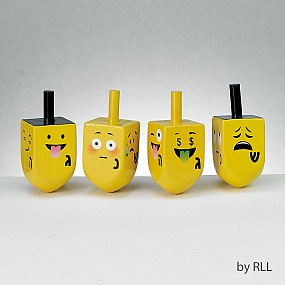 Emoji Wood Dreidels - set of 4 