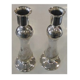 Sterling silver and glass candlesticks - blue 