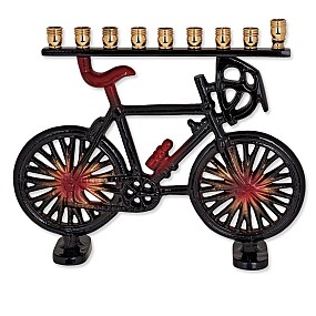 Bicycle Menorah - Black and Red 