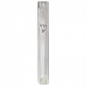 Plastic Transparent Mezuza Case 7cm Silver Shin