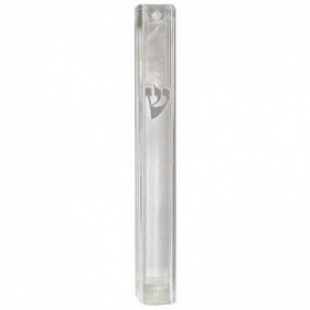 Plastic Transparent Mezuza Case 15cm Silver Shin