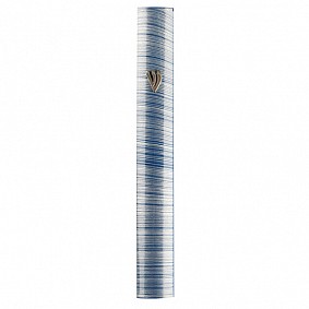 Aluminium Blue striped Mezuza Case 7cm
