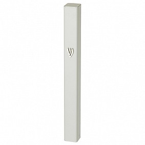 Aluminium White Mezuza Case 10cm 