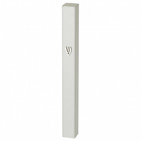 Aluminium White Mezuza Case 10cm 