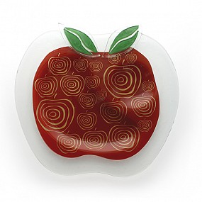 Glass red & green Apple Plate  