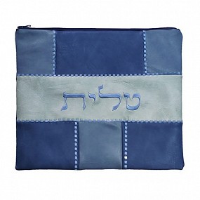 Faux leather tallit bag blue