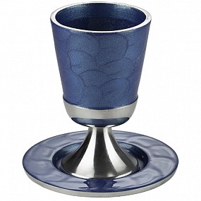 Kiddush Cup with Saucer  blue