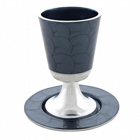 Kiddush Cup with Saucer  dark grey