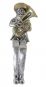 Polyresin Figurine with cloth legs playing tuba