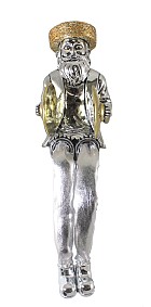 Polyresin Figurine with cloth legs playing cymbals