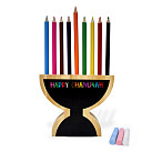Wooden Menorah Pencil Holder + Chalks