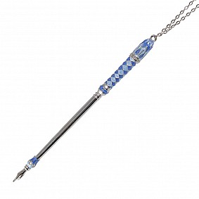 Silver Plated Torah Pointer with Blue Enamels