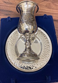 Hammered Kiddush Cup on Foot 