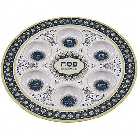 Round turquoise melamine Seder Plate
