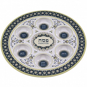 Round turquoise melamine Seder Plate