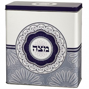 Tin Matzah Box oval blue