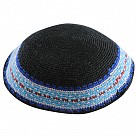 Knitted kippah Black with Blues