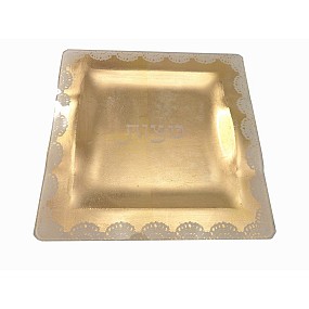 Glass Matzah Plate - Gold 