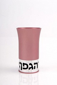 Agayof Kiddush Cup - pink - with blessing   