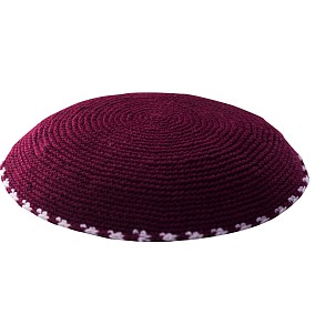 Bordeaux knitted kippah with white dots