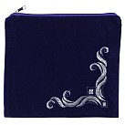 Light Blue Velvet tallit or tefillin bag corner design