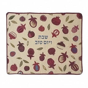 Challah Cover  Large Pomegranates on Linen