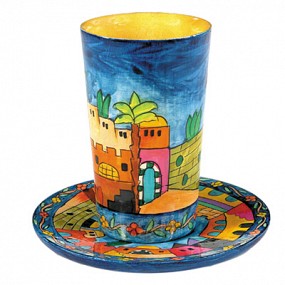 Large Jerusalem Wooden Kiddush Cup 