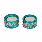 Travel Candlesticks Metal cut out Turquoise