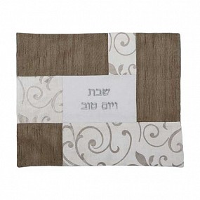 Challah Cover Fabric Collage - Silver