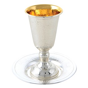 Elegant KIddush  cup/saucer  on stem